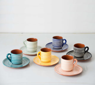 Striped Espresso Cup & Saucer