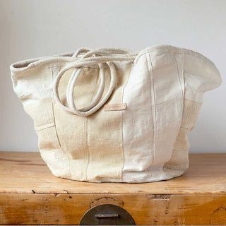 Neutral Quilt Basket Tote