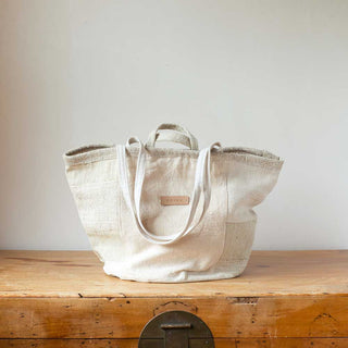 Neutral Quilt Basket Tote