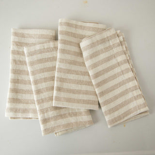 Natural & White Stripe Linen Napkins