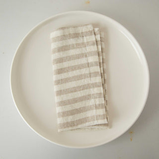 Natural & White Stripe Linen Napkins