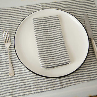 Thin Black Stripe Linen Placemats